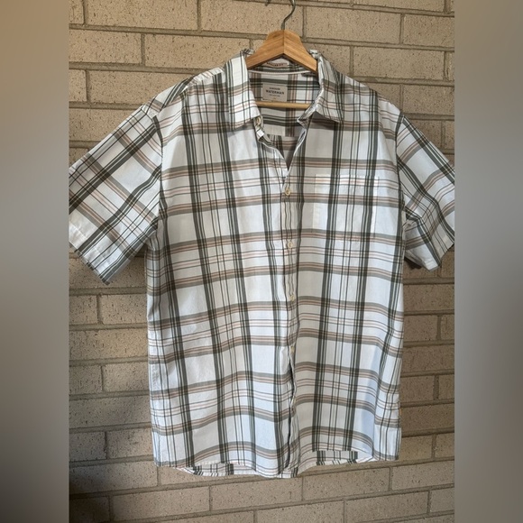Quiksilver Men's Casual Plaid Shirt - White and Brown - Waterman Collection - Picture 1 of 4